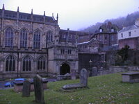 Abbey and Hotel from outside (our room)